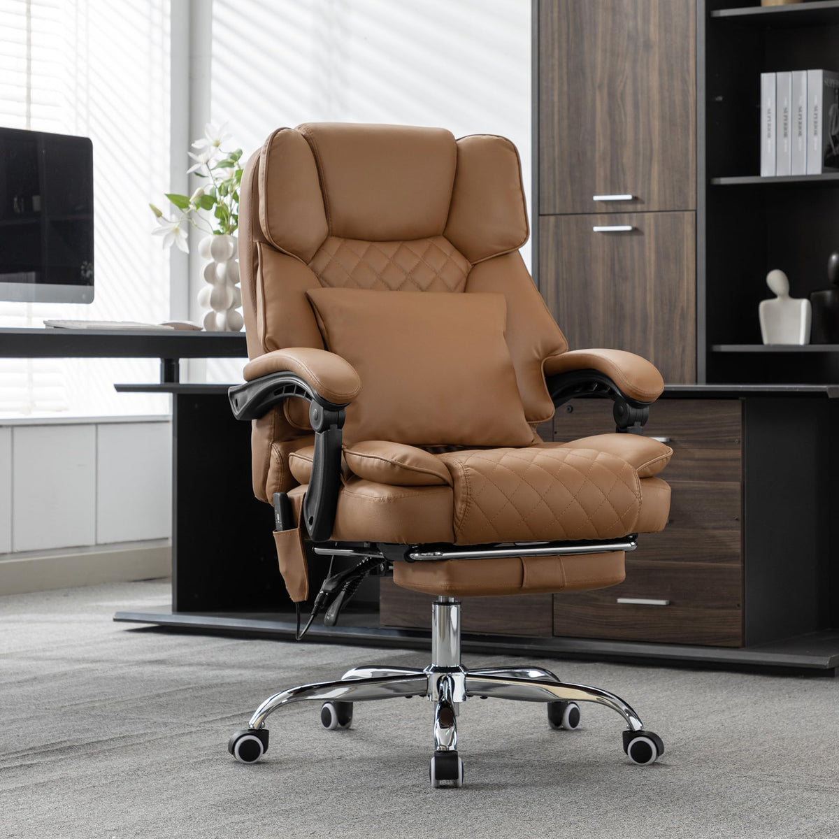 Heated Reclining Office Chair with Footrest Q109