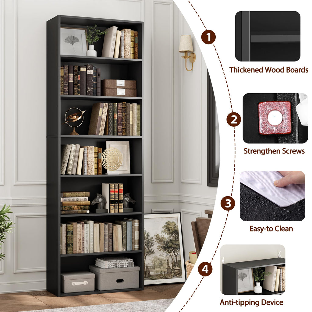 Black 7-Tier Bookshelf Q55974