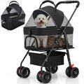 Foldable Pet Stroller with Detachable Carrier Y113579