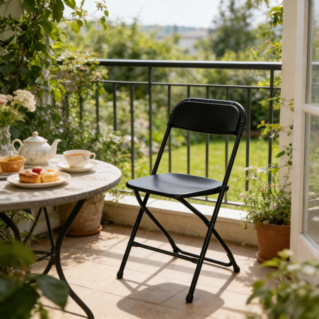 Black Plastic Folding Chairs A17878