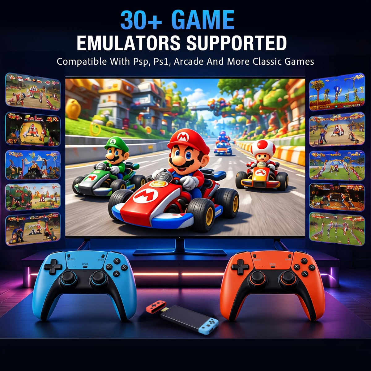 30000+ Games Retro Game Console, 4K HDMI Plug and Play Game Stick with 2.4GHz Wireless Controllers, 64GB 30+ Emulators U5898