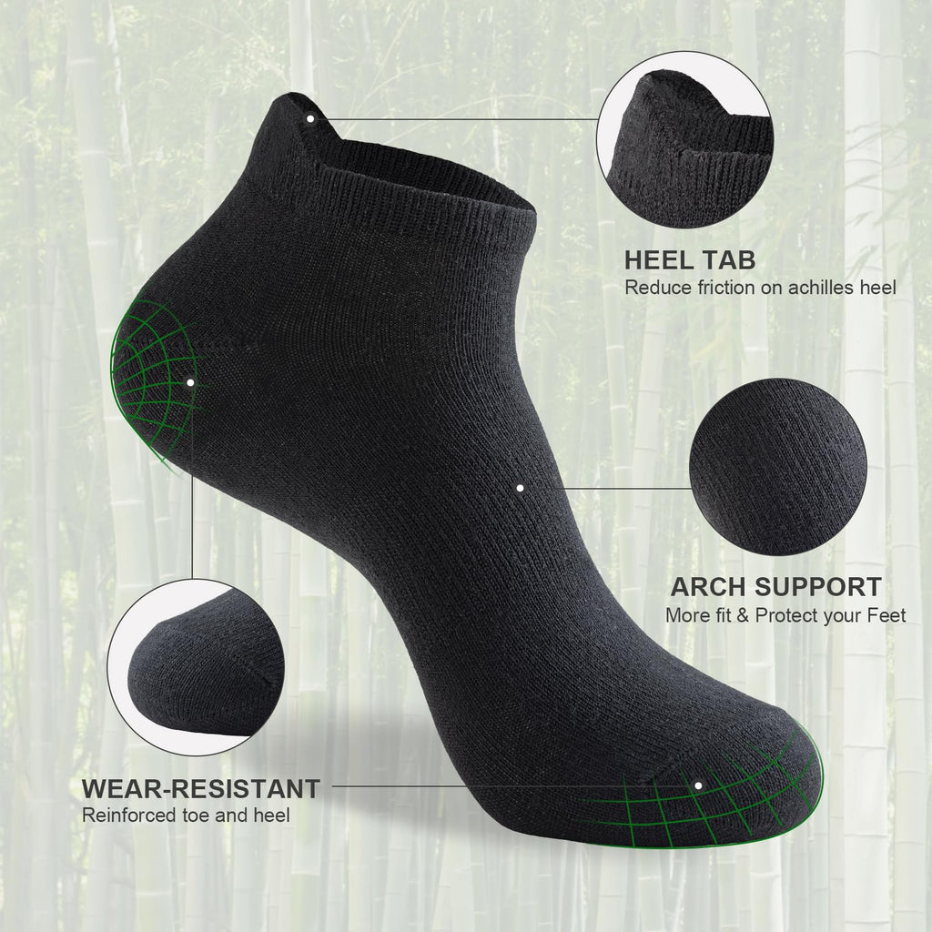 Ankle Socks for Men, 6 Pairs, Bamboo Rayon Breathable Low Cut Y64275