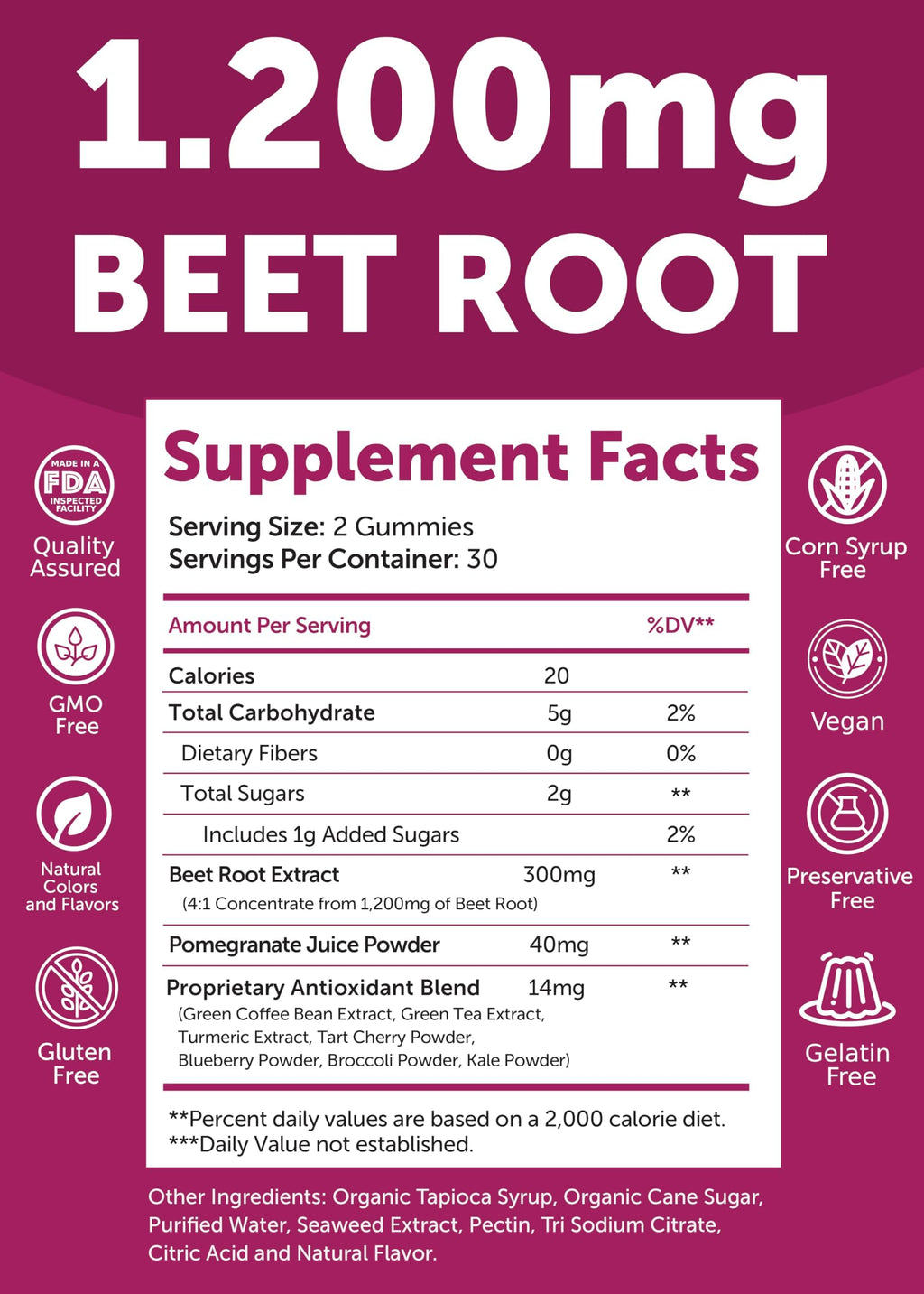 Beet Root Vitamin E C Gummies D158