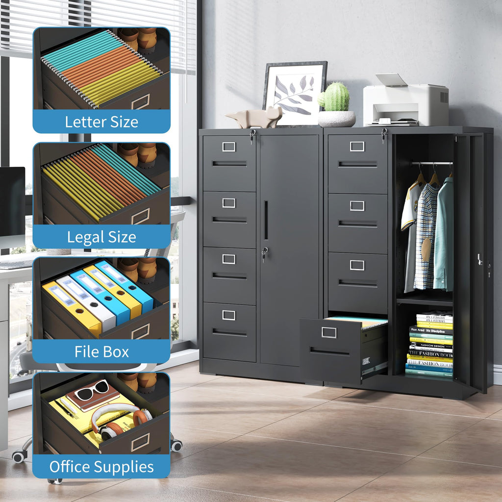 4 Drawer Metal File Cabinet with Lock T341
