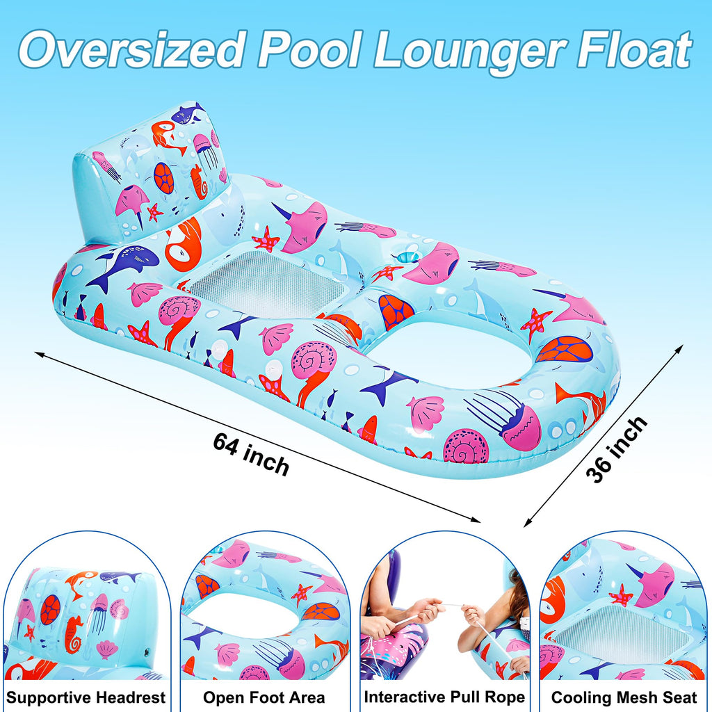 4 Pack Inflatable Pool Lounger with Cup Holder C219