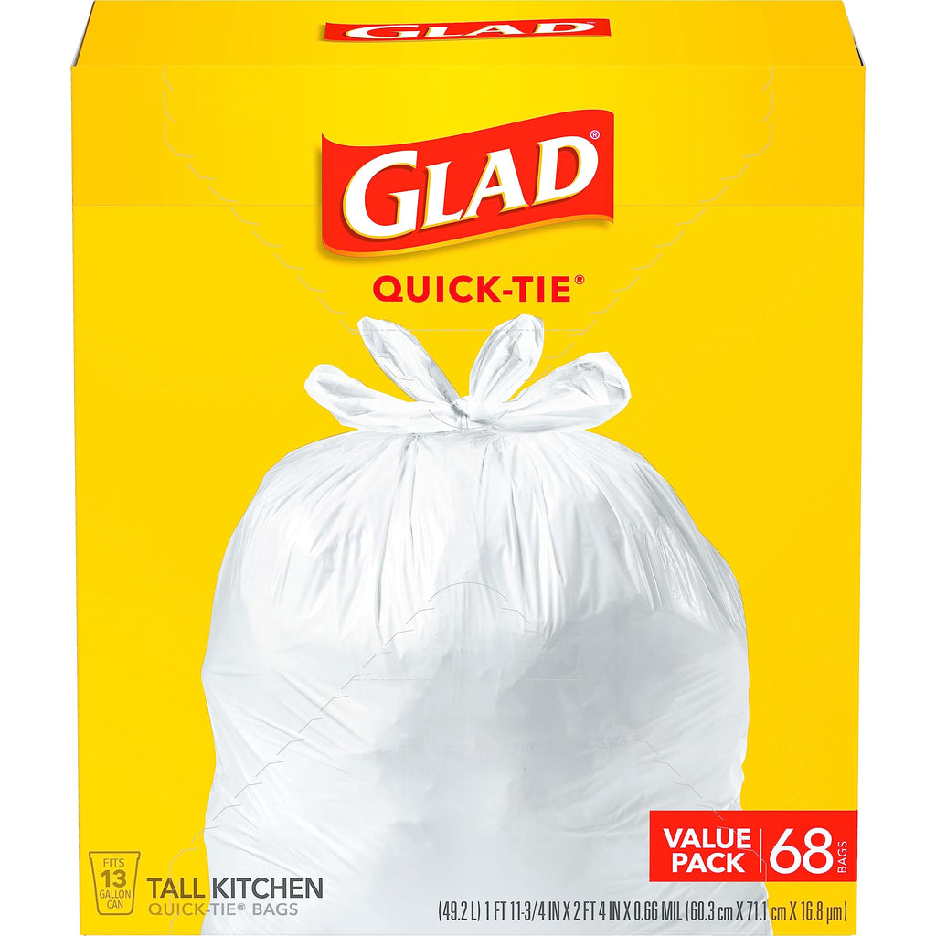 13 Gallon Unscented Quick-Tie Tall Kitchen Trash Bags 68 Count V33726