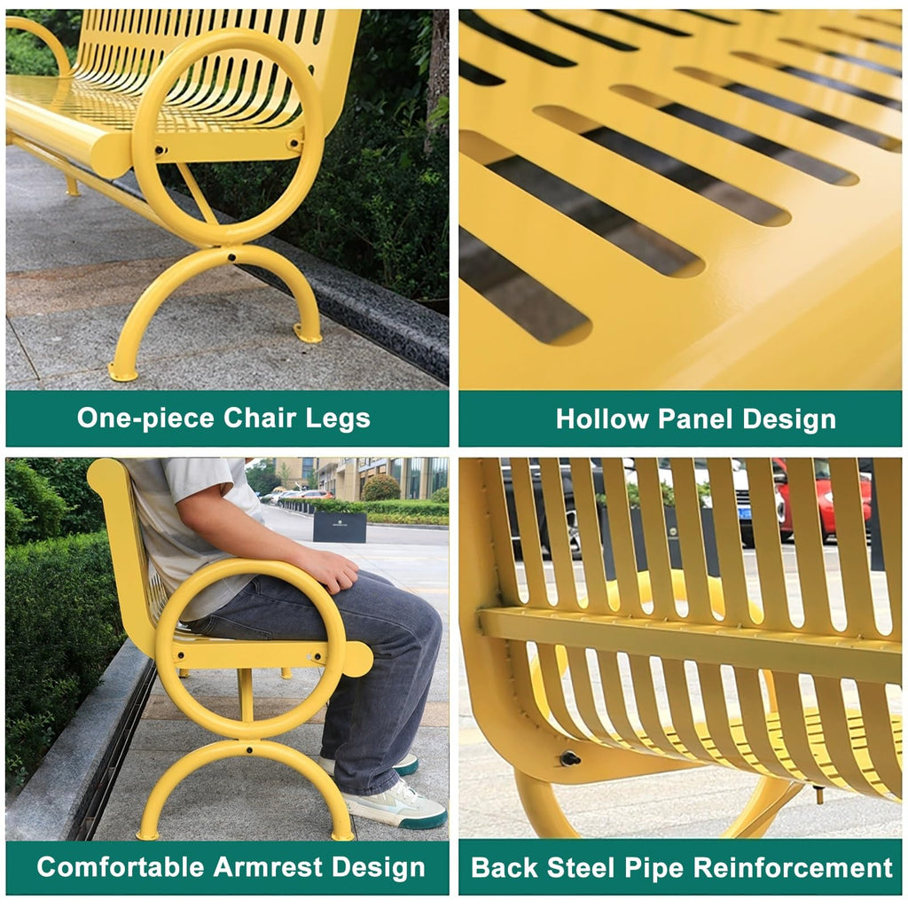 Metal Garden Bench with Backrest and Armrests F92679
