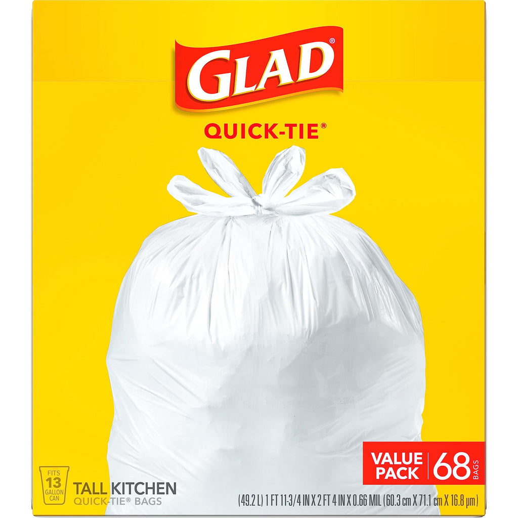13 Gallon Unscented Quick-Tie Tall Kitchen Trash Bags 68 Count V33726