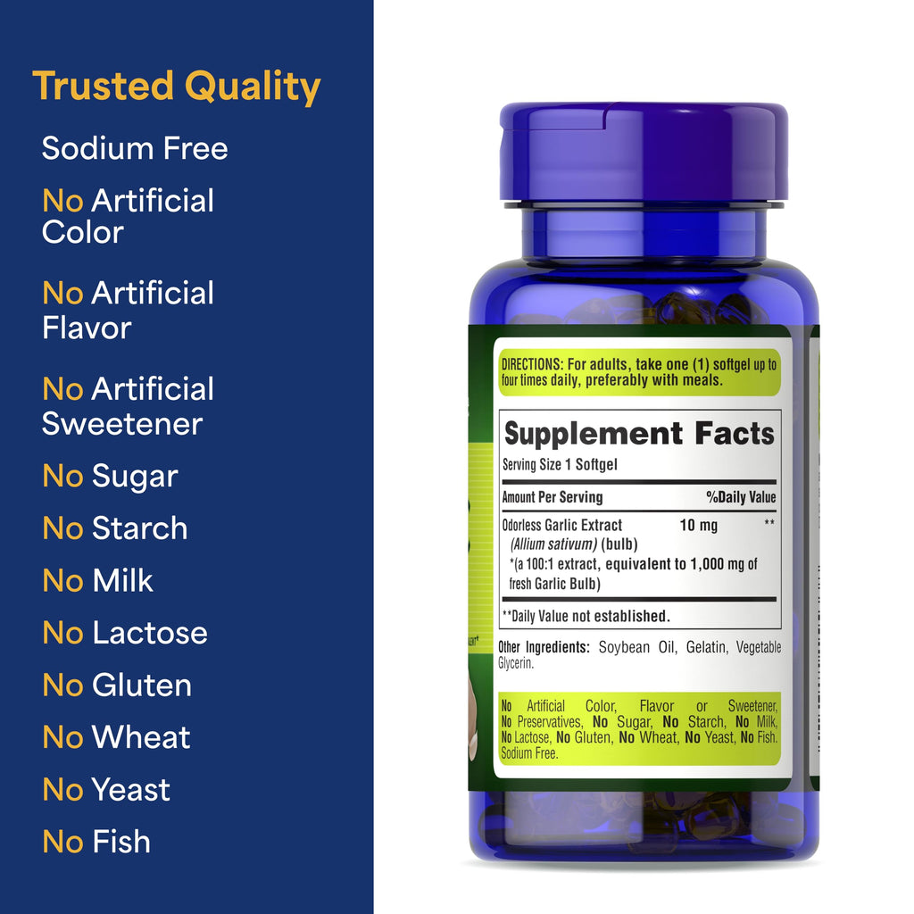 Odorless Garlic 10mg 250 Softgels W292