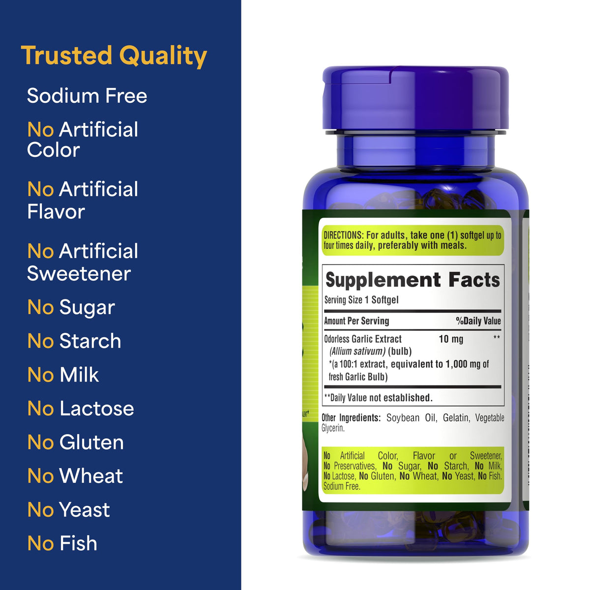 Odorless Garlic 10mg 250 Softgels W292
