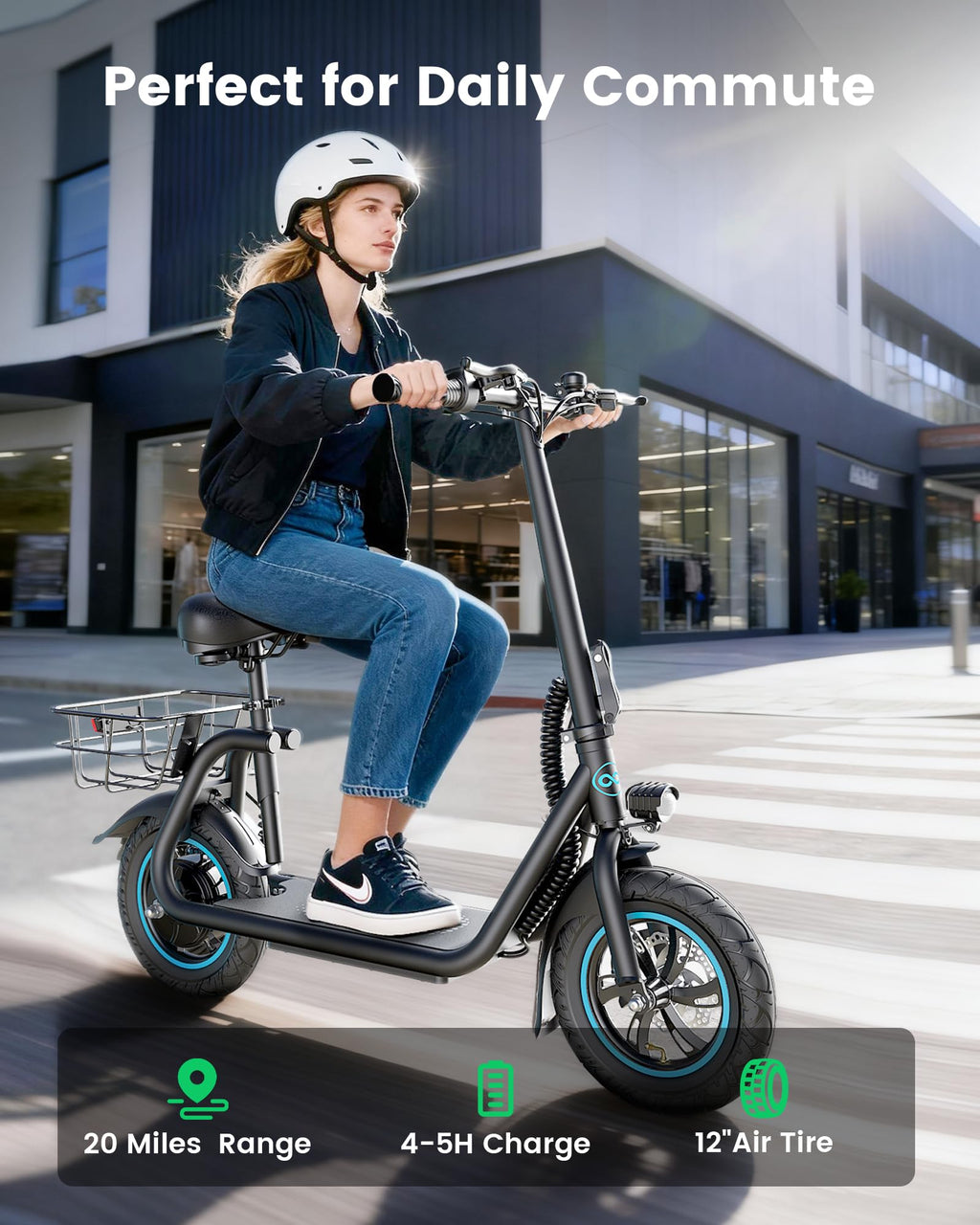 Electric Scooter with Seat & Basket U4788