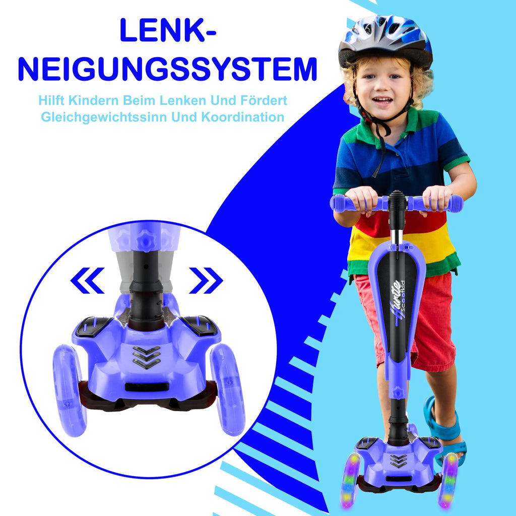 3-Wheeled Scooter with LED Lights, Adjustable Handlebar, and Foldable Seat D677366