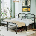 Queen Size Black Metal Platform Bed Frame with Headboard E70812