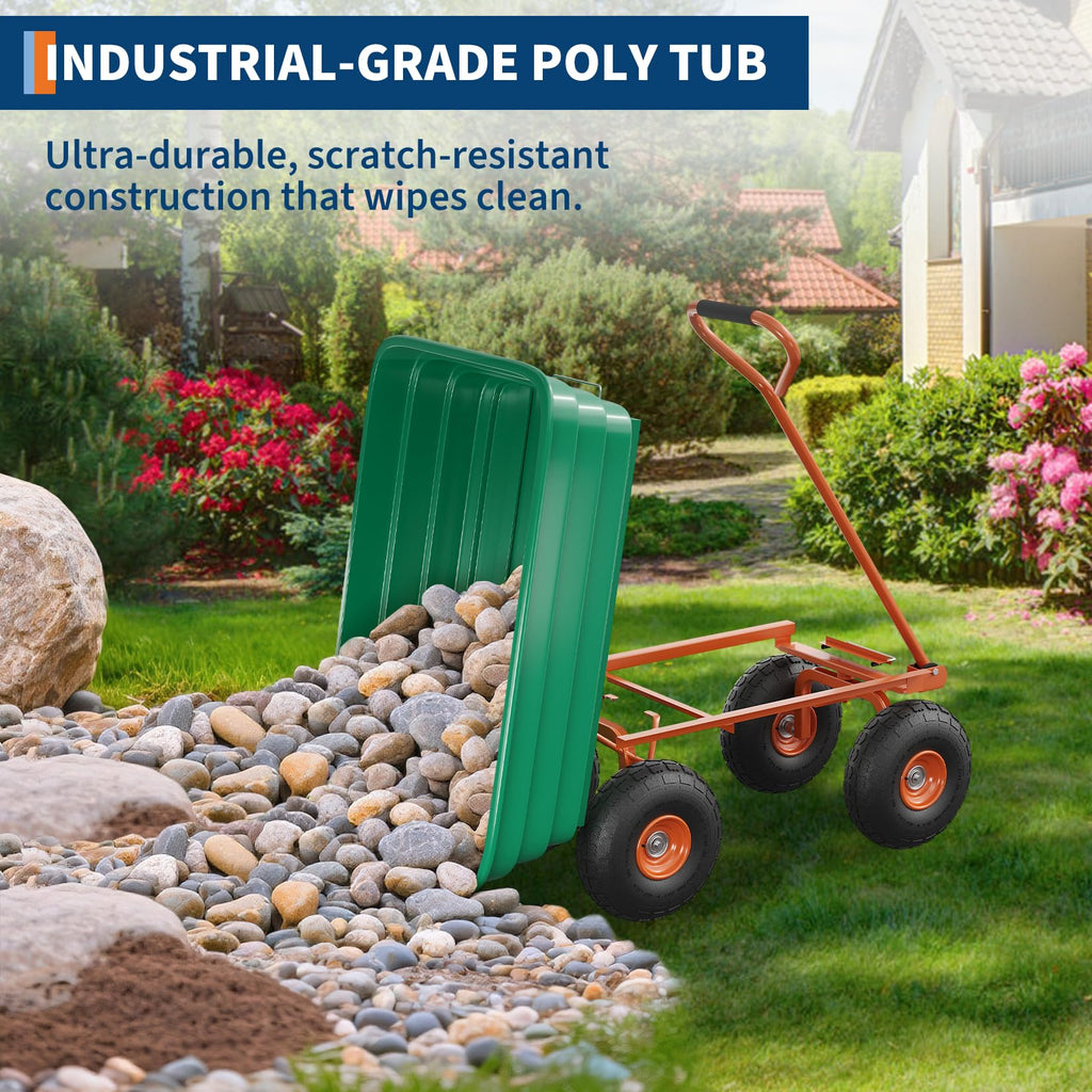 Heavy Duty 4 Cu Ft 1200Lbs Utility Wagon with 10" No-Flat Tires M63402