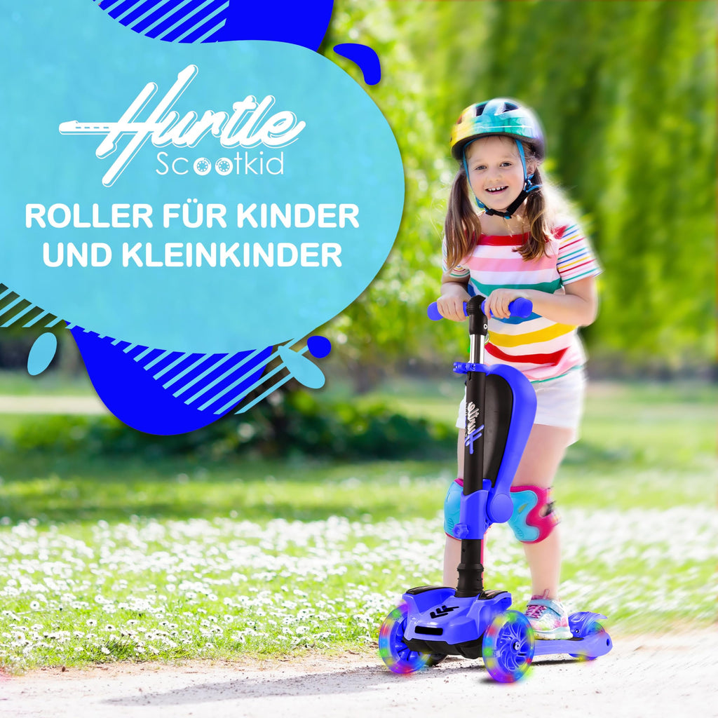 3-Wheeled Scooter with LED Lights, Adjustable Handlebar, and Foldable Seat D677366