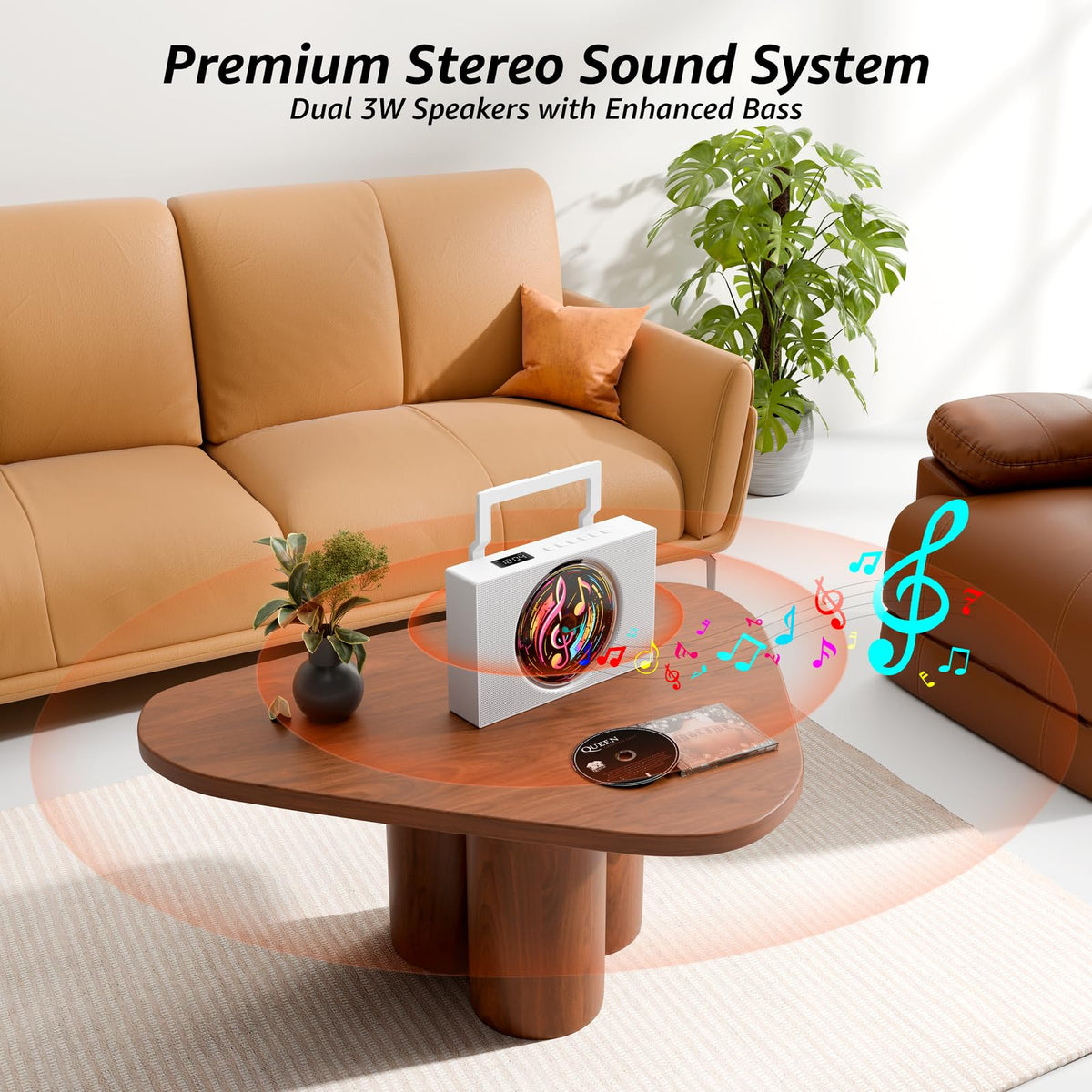 Portable CD Player Boombox with Bluetooth FM Radio H197