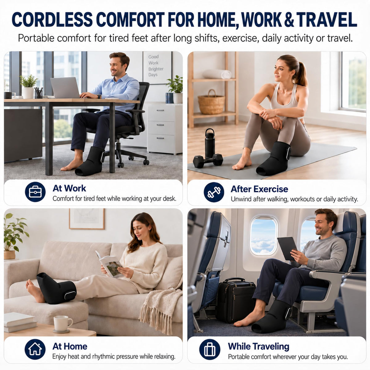 Cordless Air Compression Foot and Ankle Massager with Heat S5186