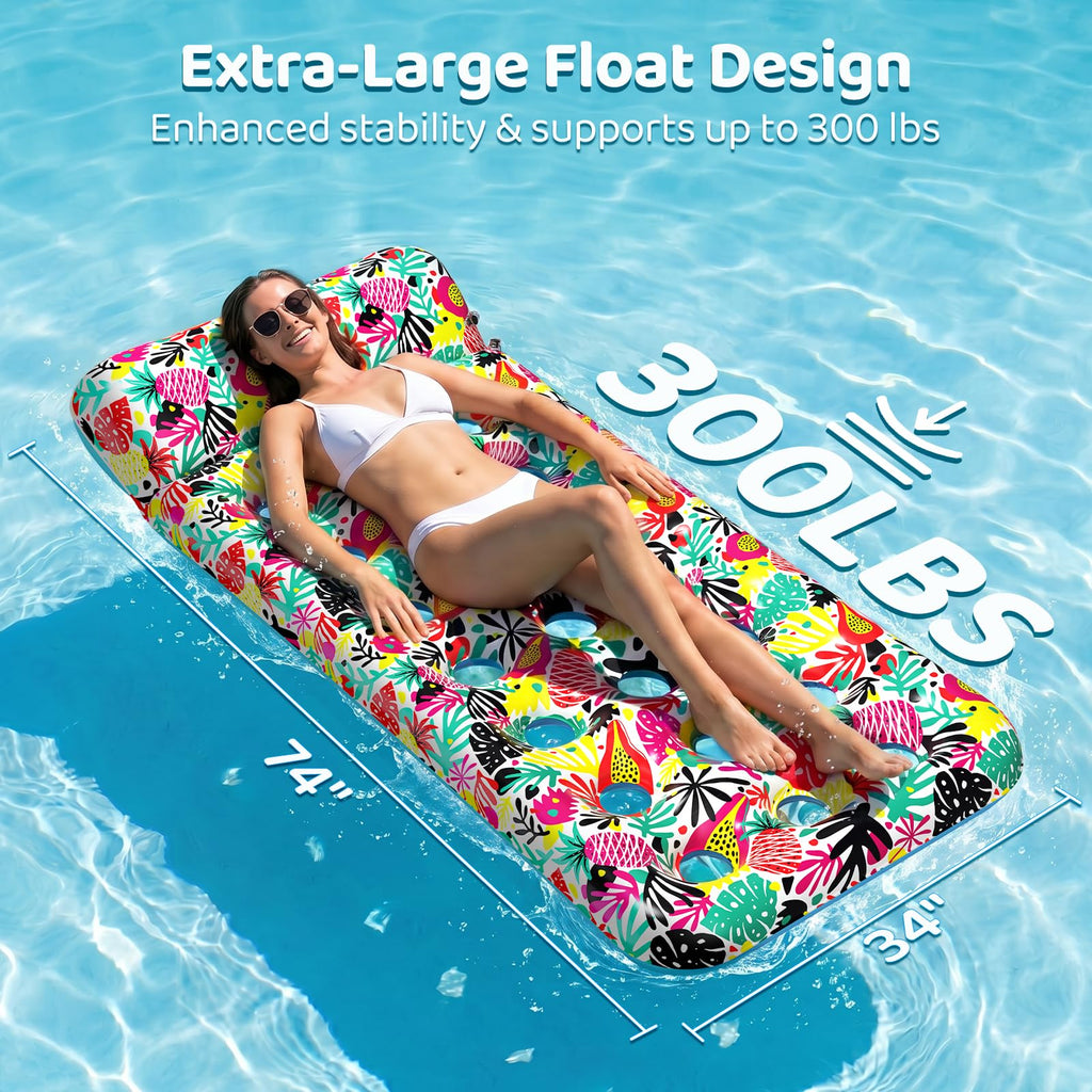 4 Pack Oversized Inflatable Pool Floats with Headrest D734706