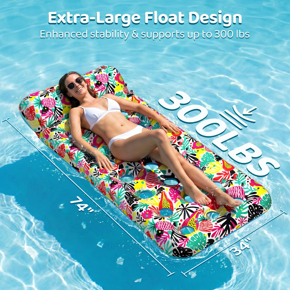 4 Pack Oversized Inflatable Pool Floats with Headrest D734706