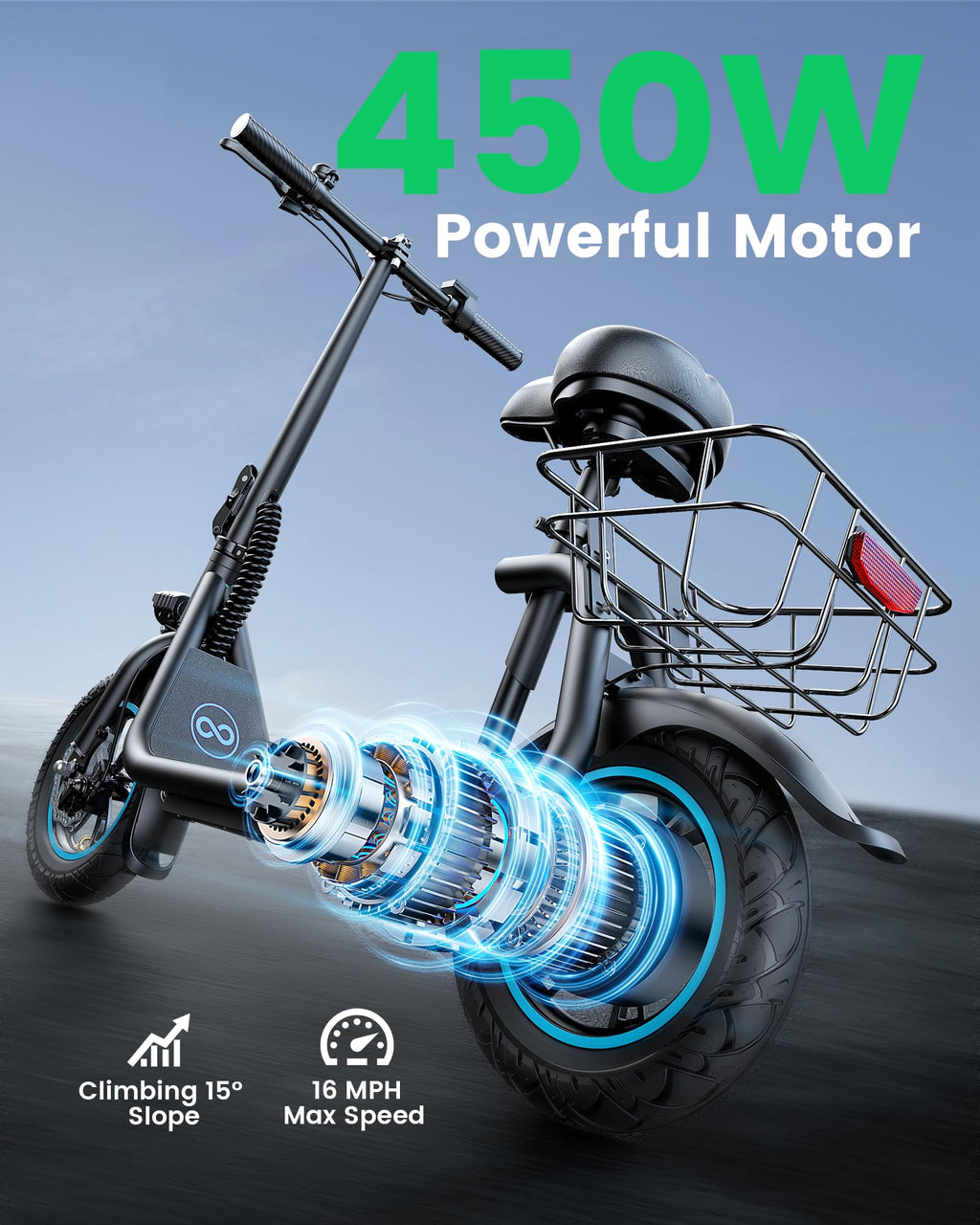 Electric Scooter with Seat & Basket U4788