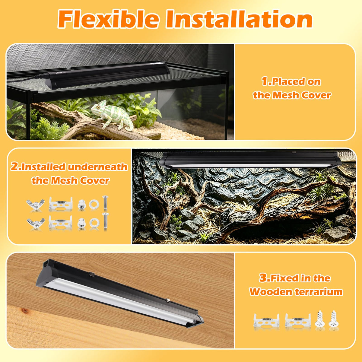 8W 10.0 UVB Reptile Light Fixture Combo Kit with Terrarium Hood H738271