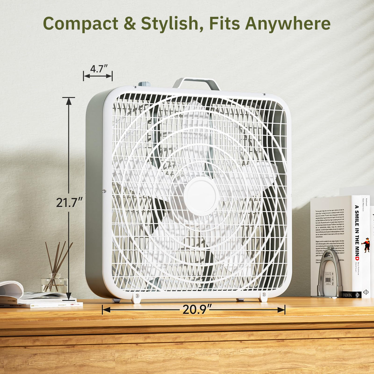 20” Box Floor Fan, 3-Speed White S51857
