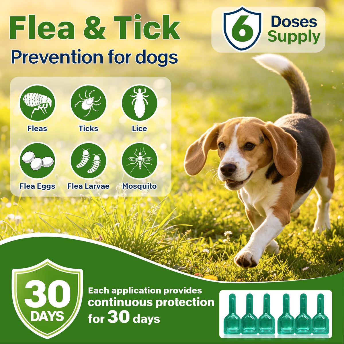 Flea and Tick Prevention for Dogs 5-43 lbs 6 Doses Z637255