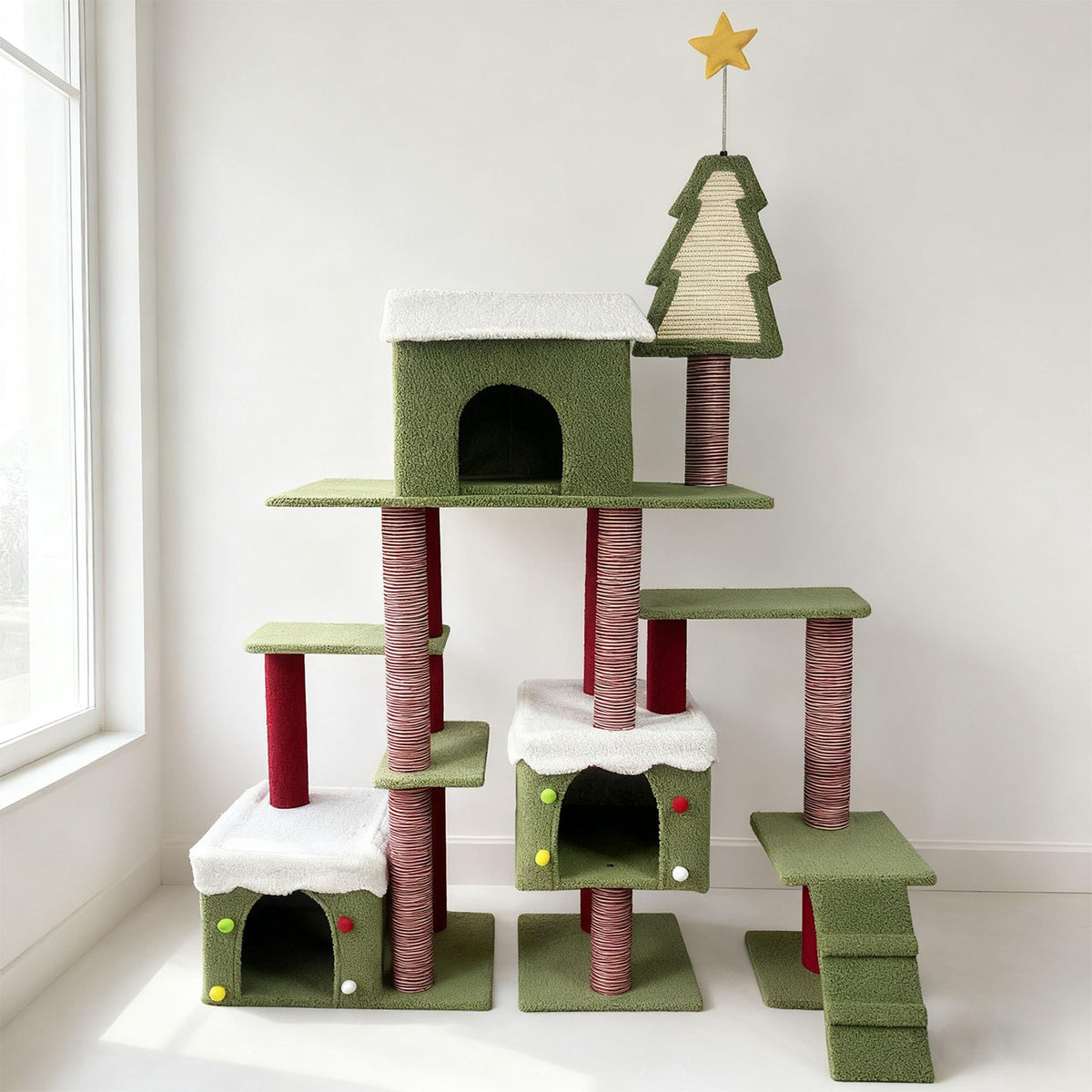 60 Inch Extra Large Cat Tree with 3 Condos and Climbing Ladder D71424
