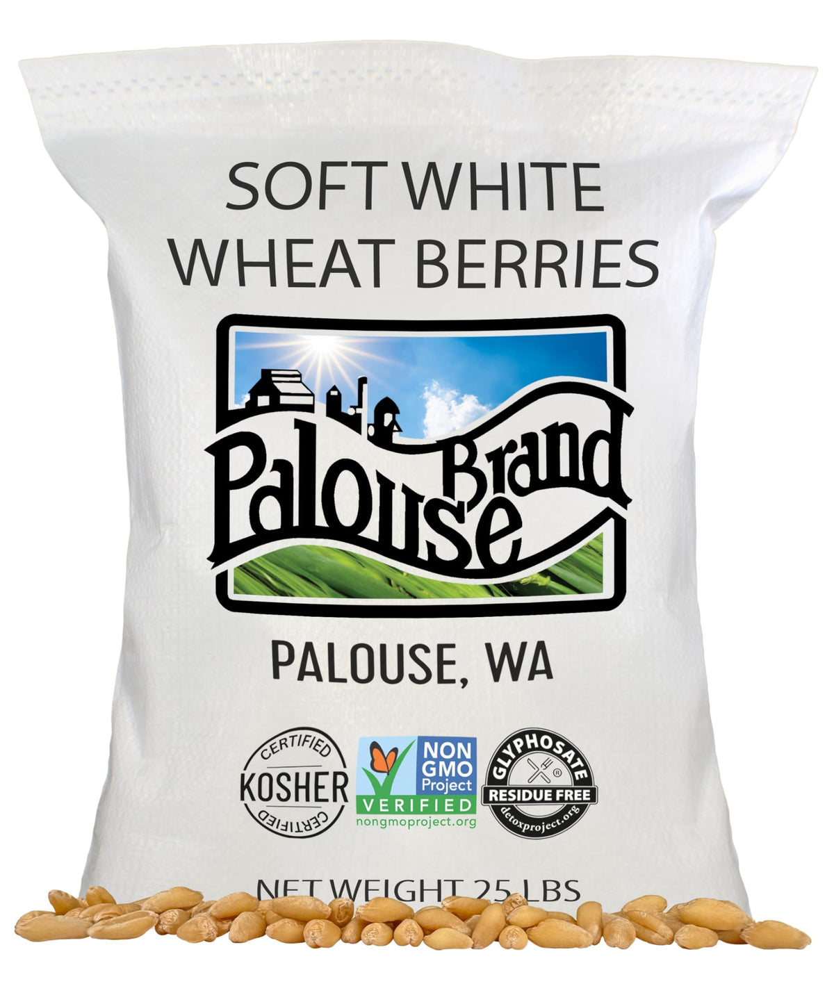 Soft White Wheat Berries 25 LBS Bulk Sproutable Non-GMO Kosher M563485