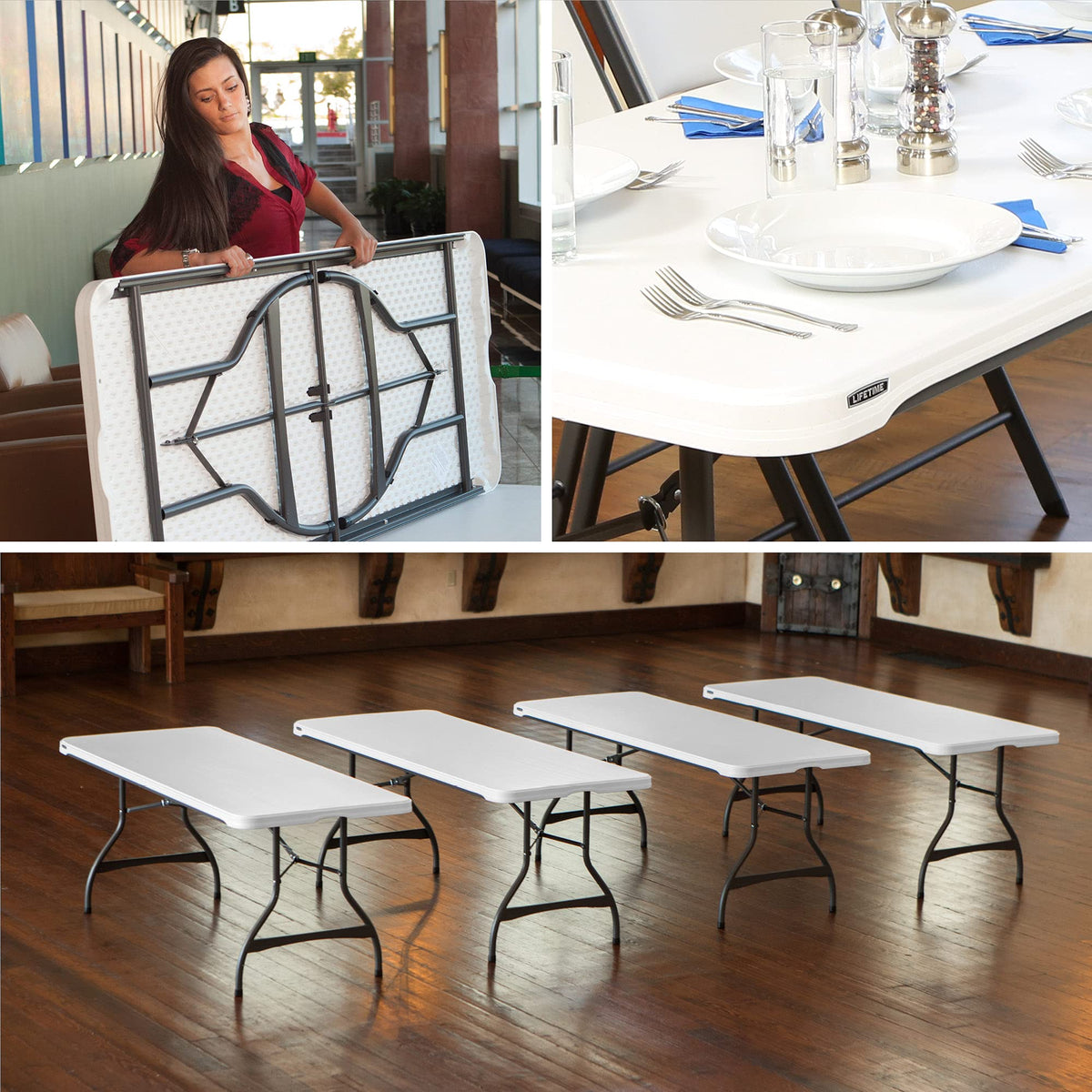 White Stackable Folding Table B1186
