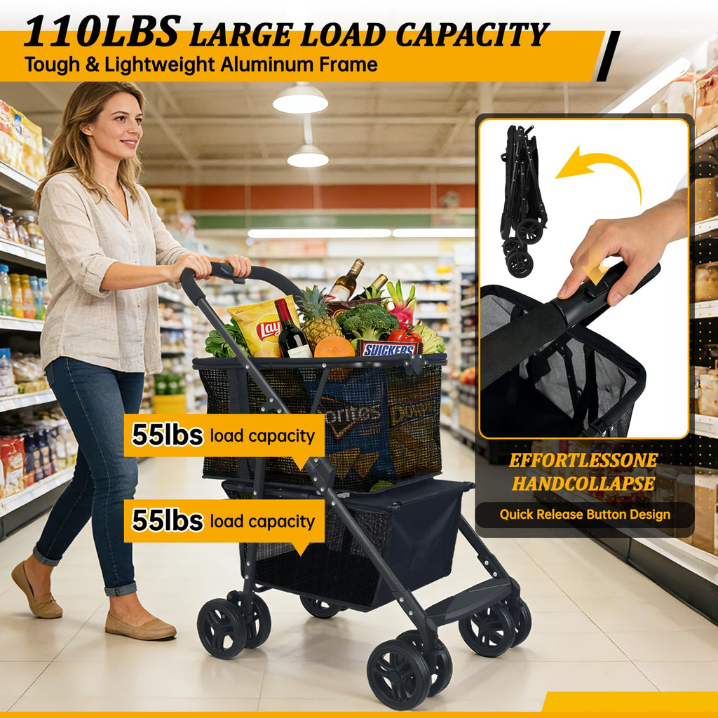 2-in-1 Folding Shopping Cart & Pet Stroller H748180