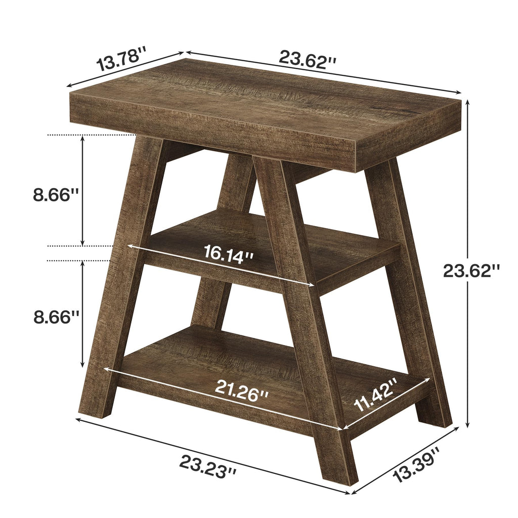 3-Tier Wooden Sofa Side Table with Trapezoid Legs Z24666