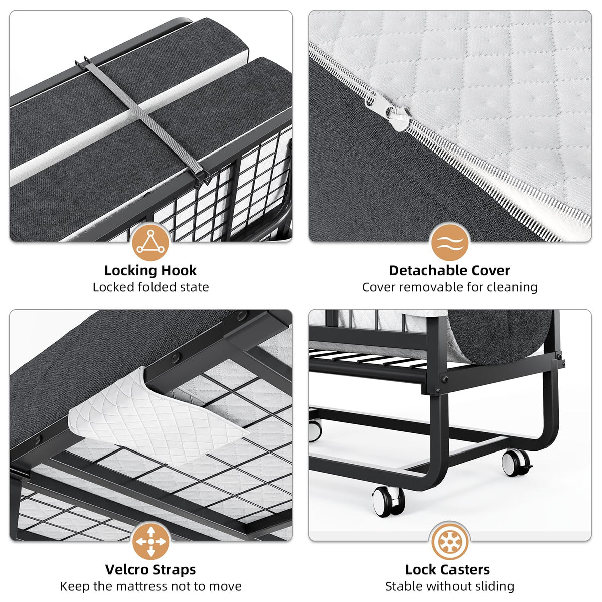 Folding Bed with Mattress and Storage Cover, Twin Size, 5-inch Memory Foam Mattress N359253