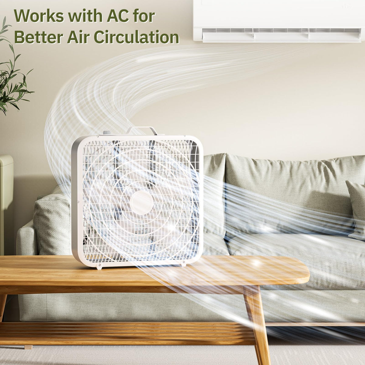20” Box Floor Fan, 3-Speed White S51857