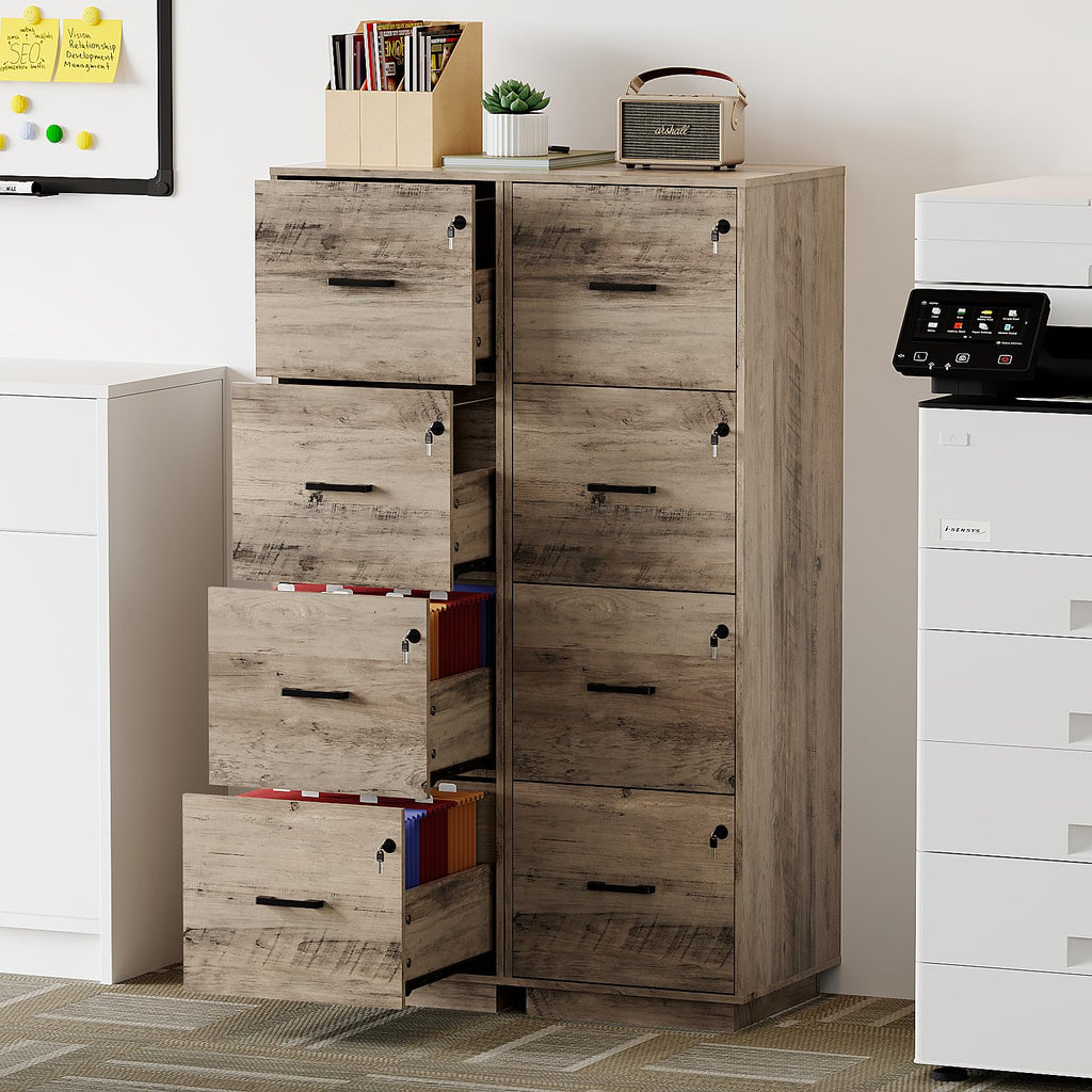 4 Drawer Wood File Cabinet with Lock U3122