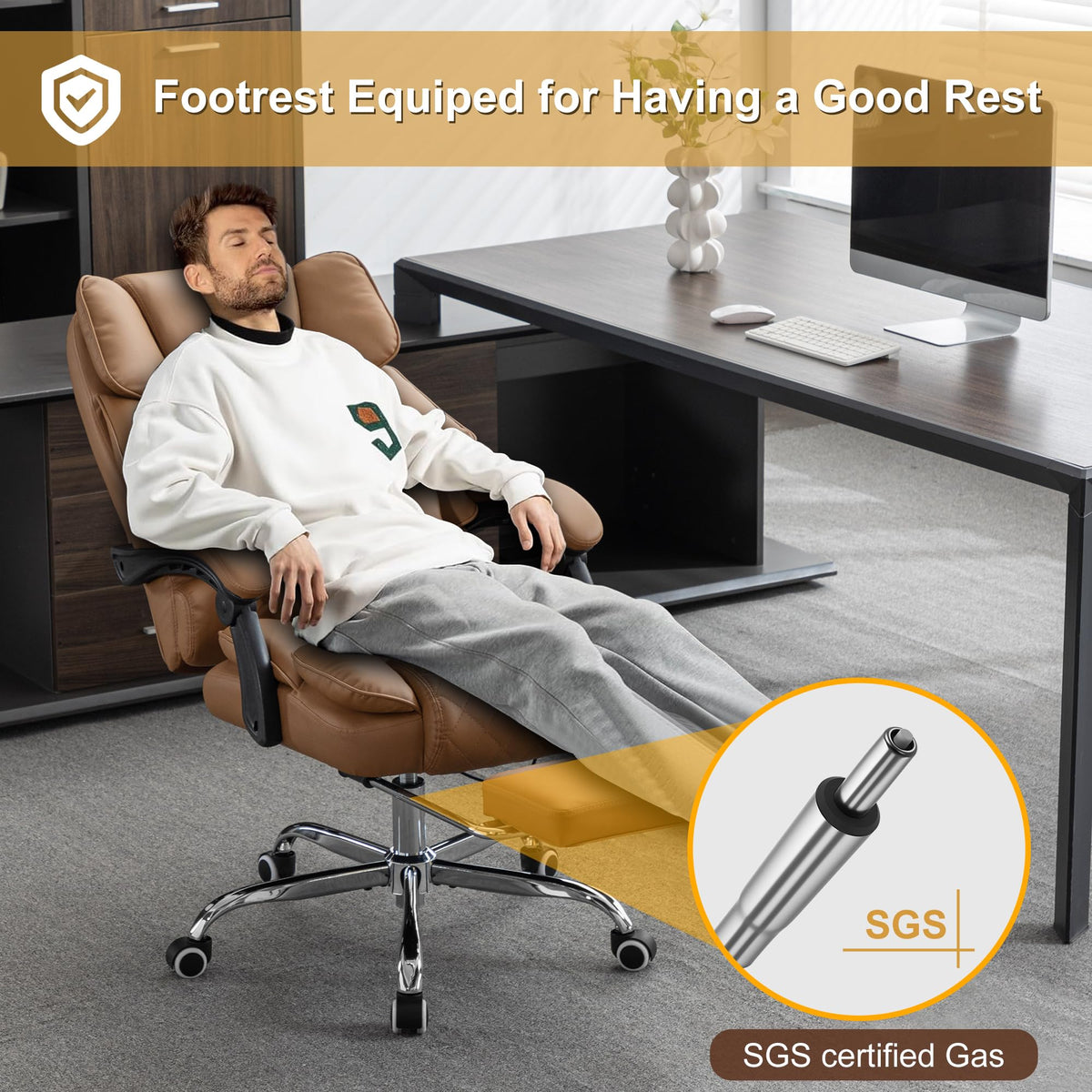 Heated Reclining Office Chair with Footrest Q109