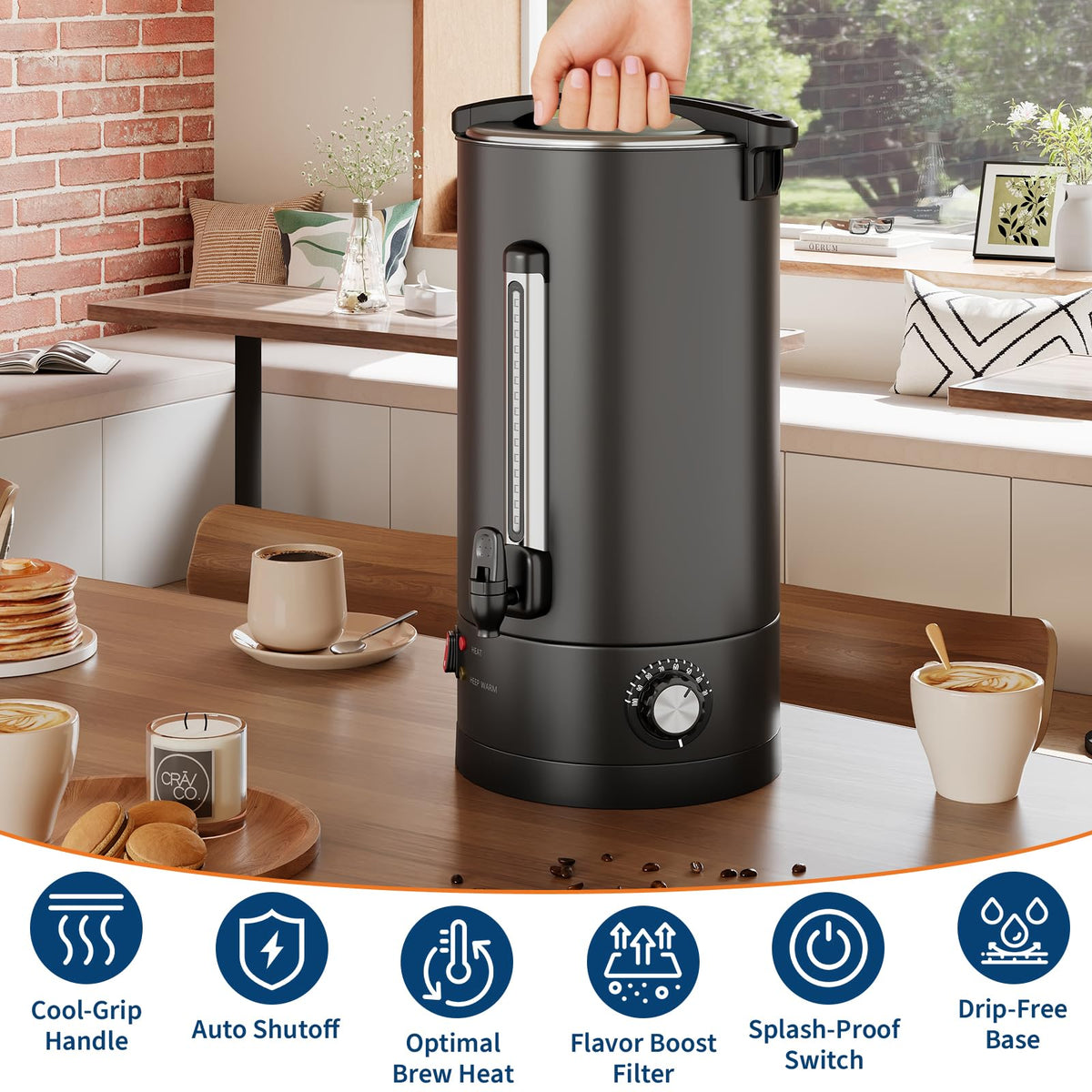 12 L Double Wall Stainless Steel Coffee Urn U69934
