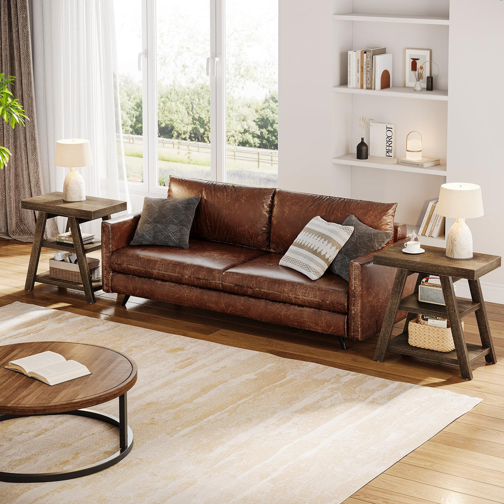 3-Tier Wooden Sofa Side Table with Trapezoid Legs Z24666