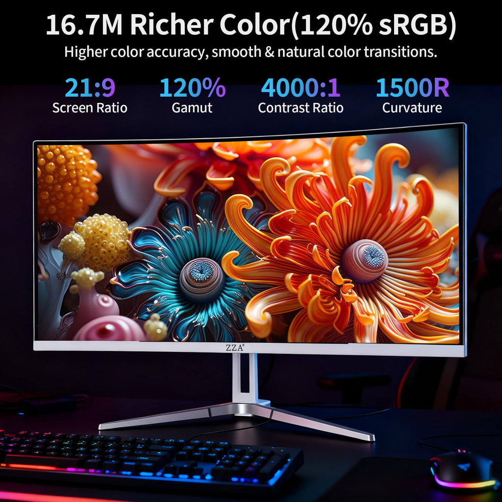 White 34'' Curved Ultrawide Gaming Monitor Y311704