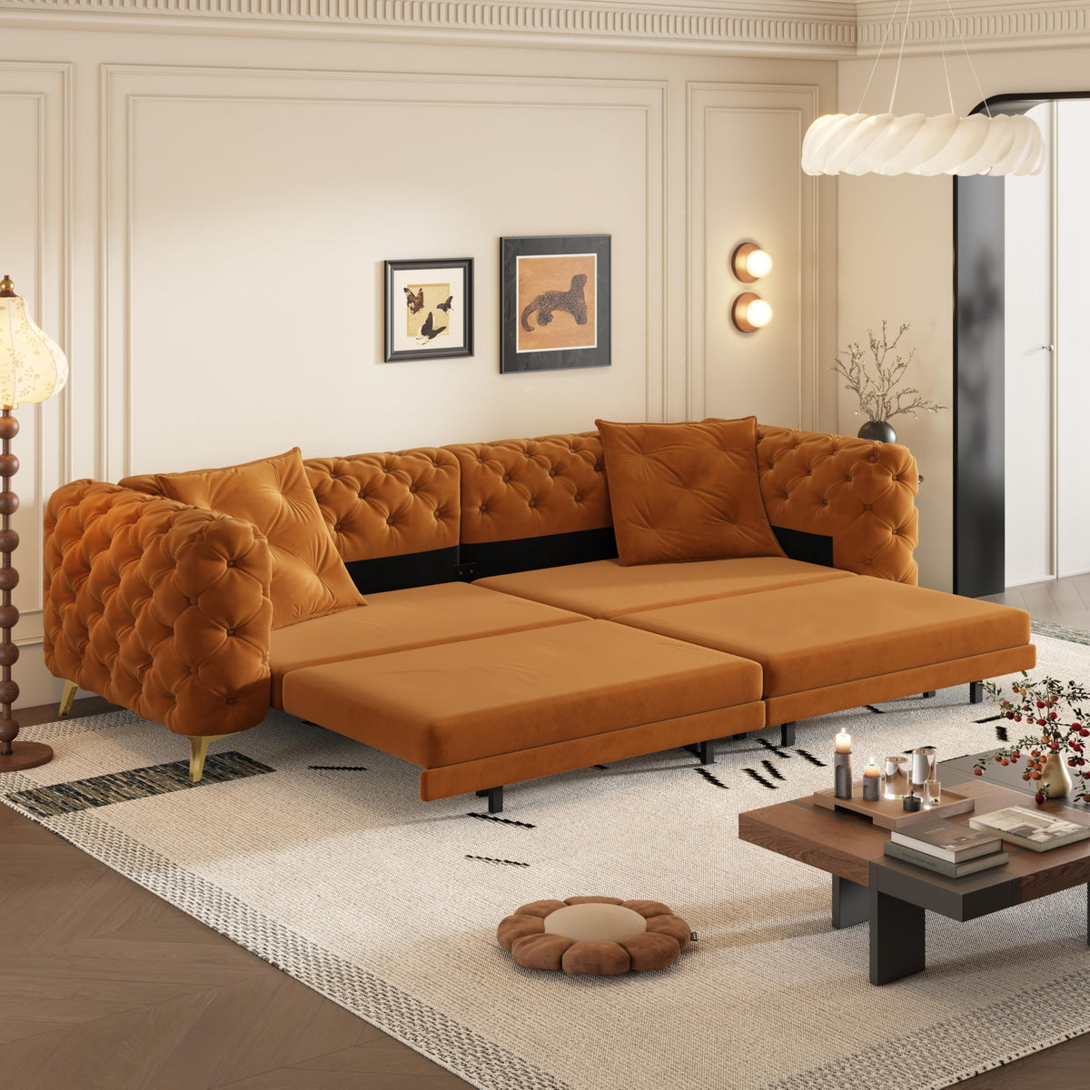 King 3 in 1 Convertible Sleeper Sofa with Ottoman J314099