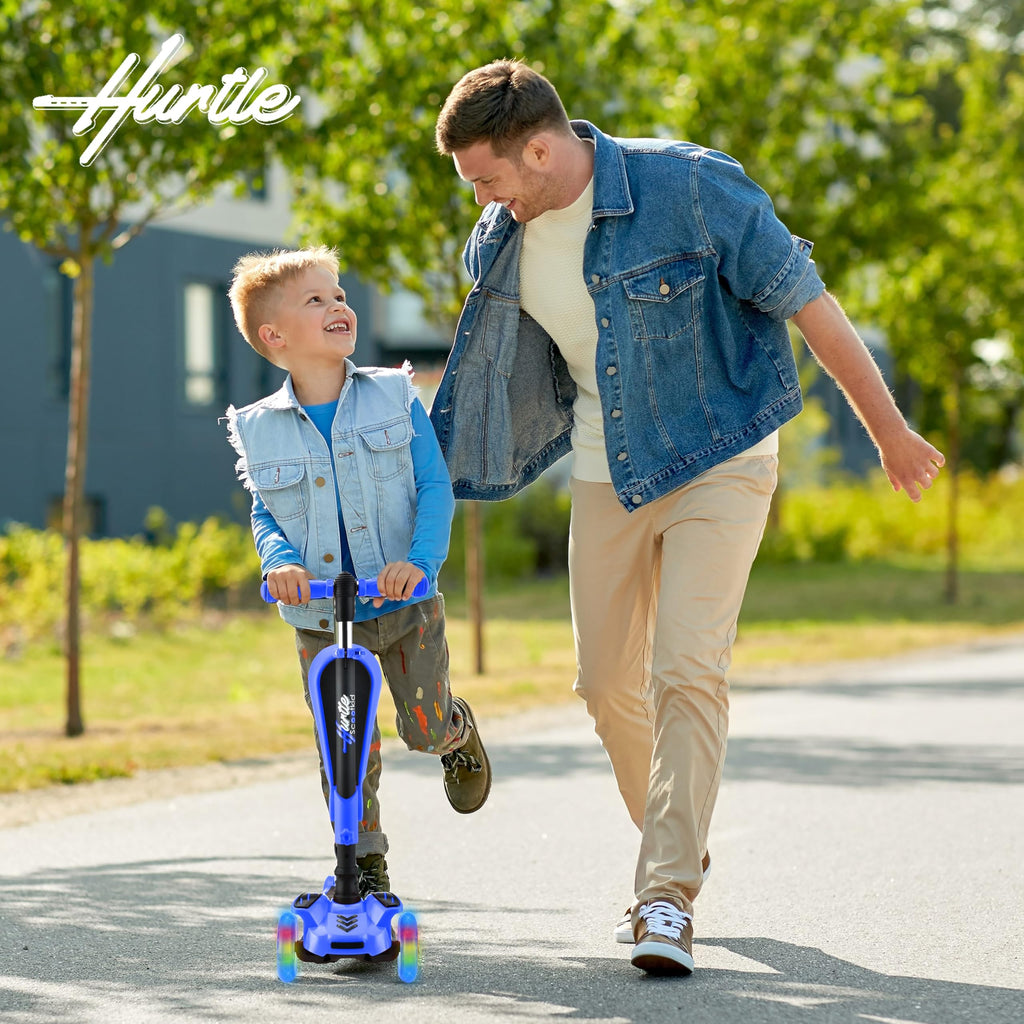 3-Wheeled Scooter with LED Lights, Adjustable Handlebar, and Foldable Seat D677366