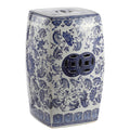 Blue White Ceramic Square Garden Stool U324362