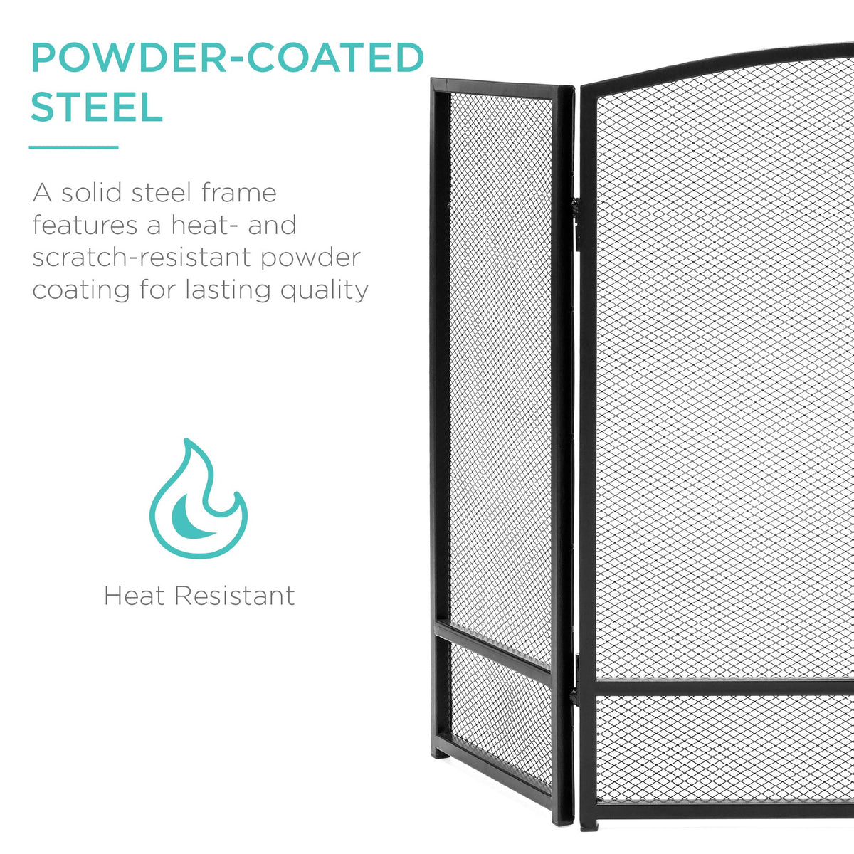 47.5x27.25in 3-Panel Steel Mesh Fireplace Screen J815535