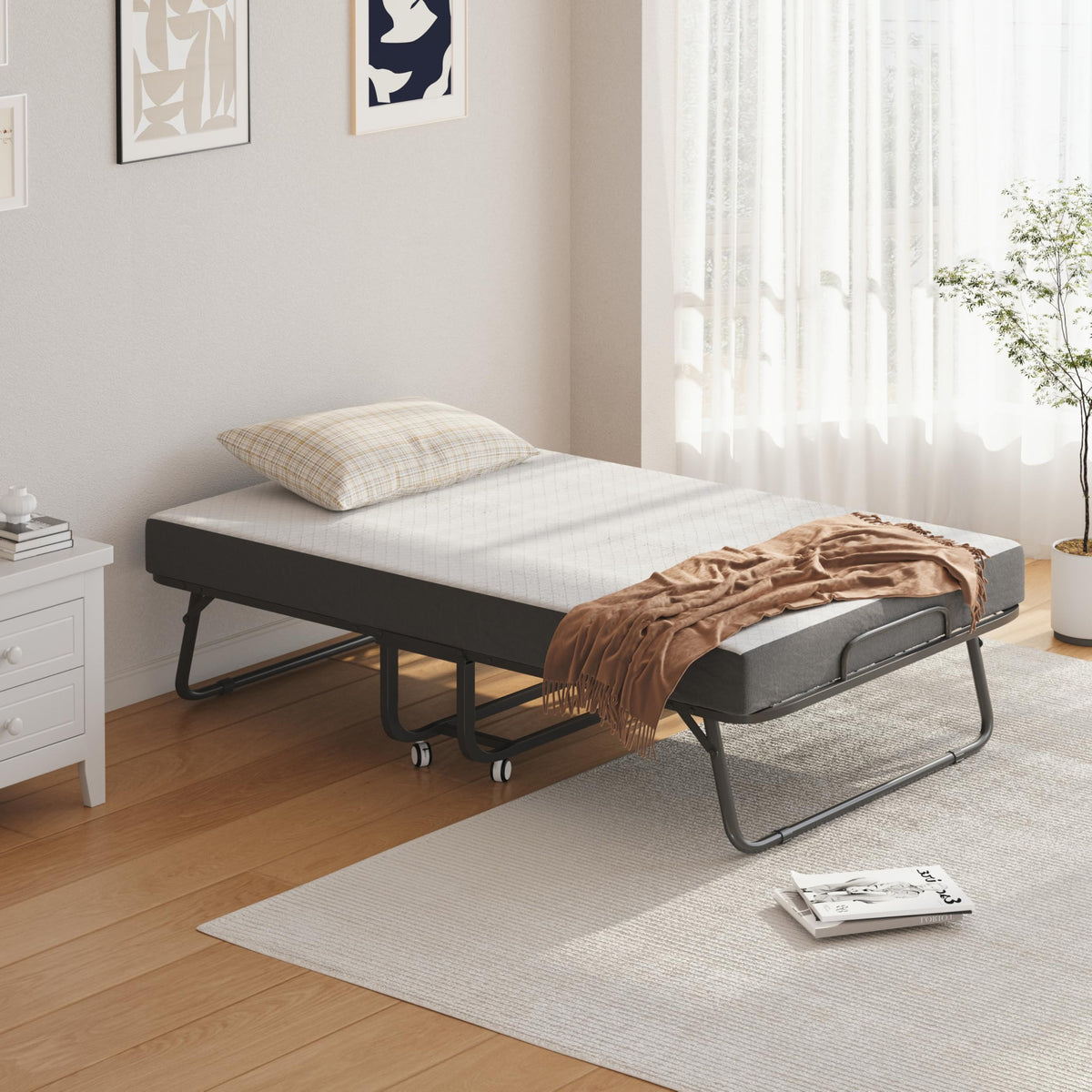 Folding Bed with Mattress and Storage Cover, Twin Size, 5-inch Memory Foam Mattress N359253