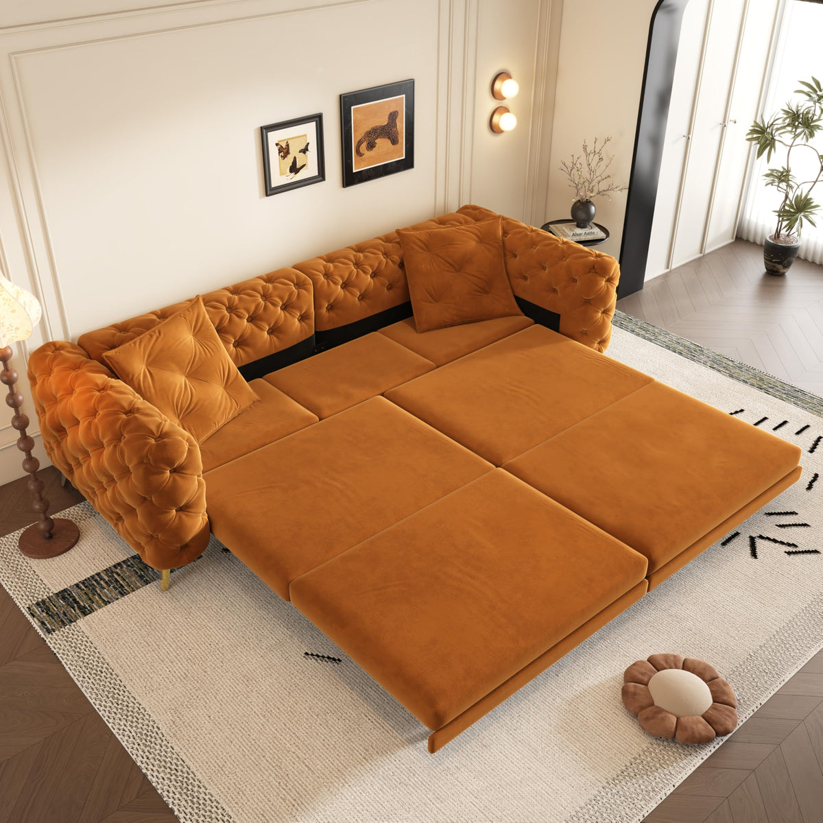 King 3 in 1 Convertible Sleeper Sofa with Ottoman J314099