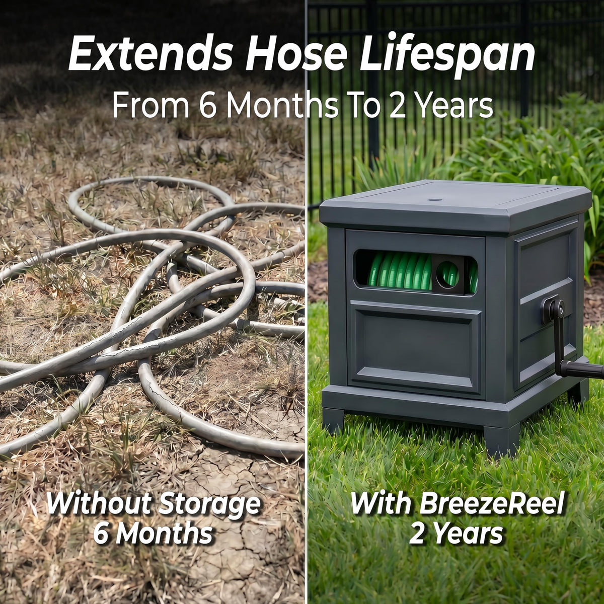 Heavy Duty Metal Hose Reel Box Holds 125FT x 5/8" Hose B46198