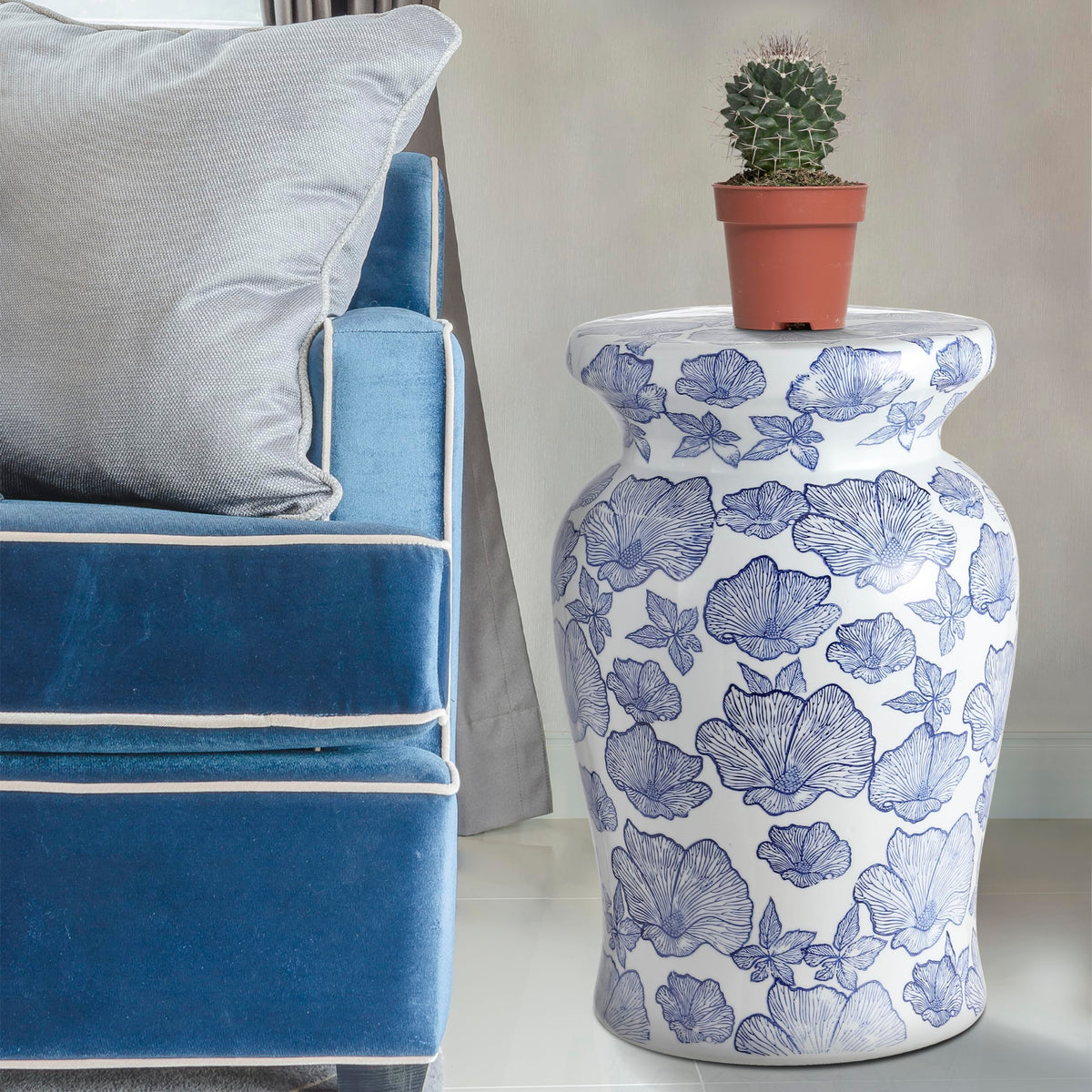 Ceramic Drum Garden Stool Side Table L671027