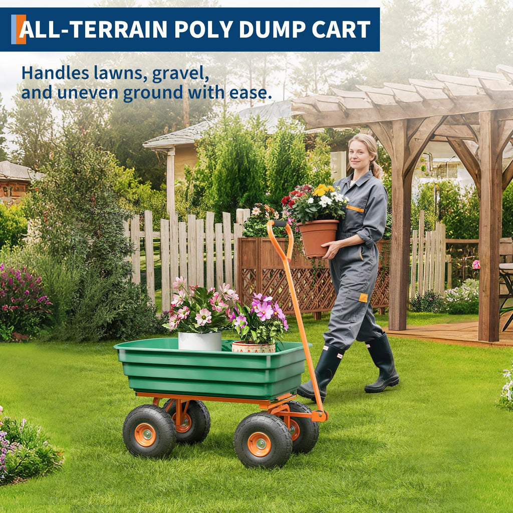 Heavy Duty 4 Cu Ft 1200Lbs Utility Wagon with 10" No-Flat Tires M63402