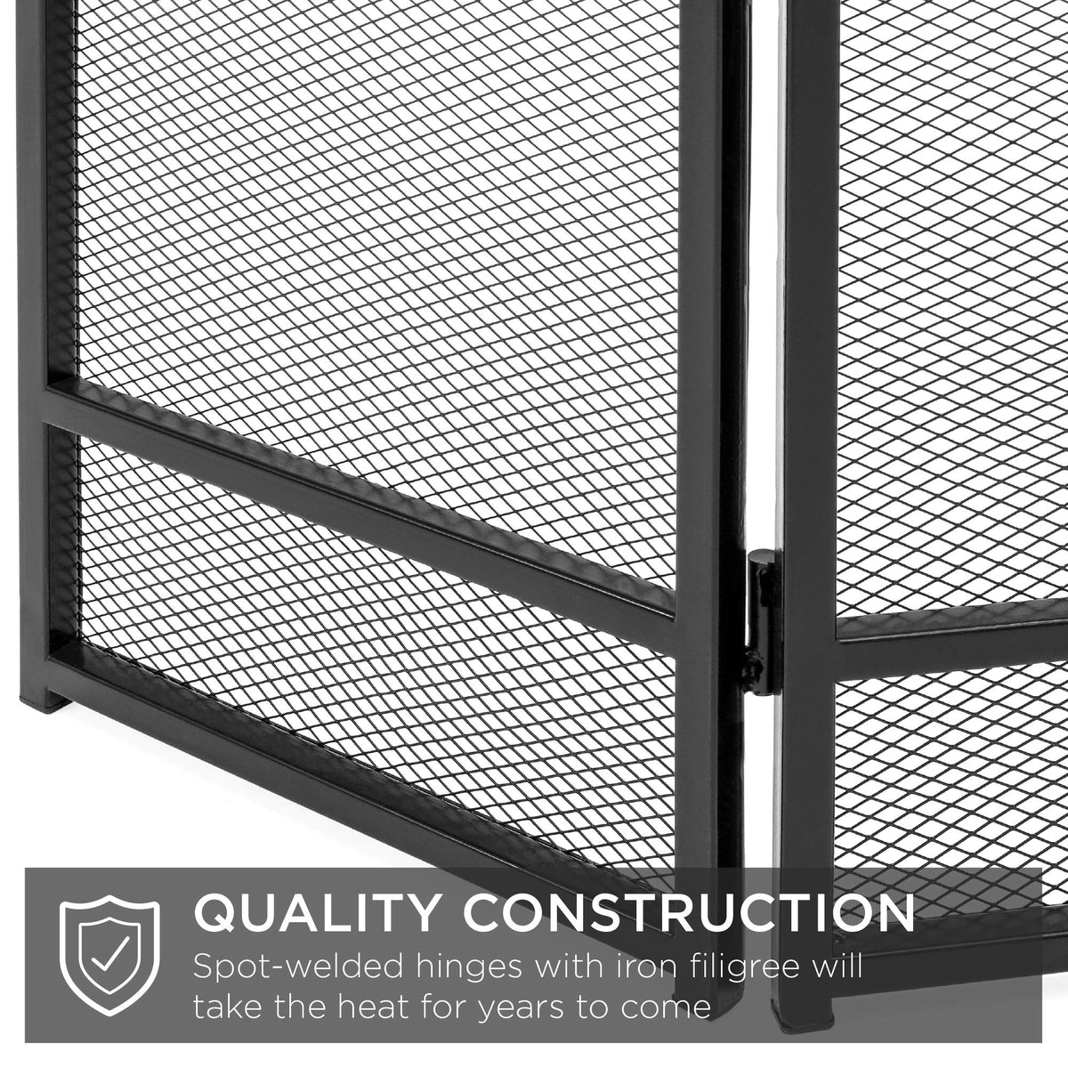 47.5x27.25in 3-Panel Steel Mesh Fireplace Screen J815535