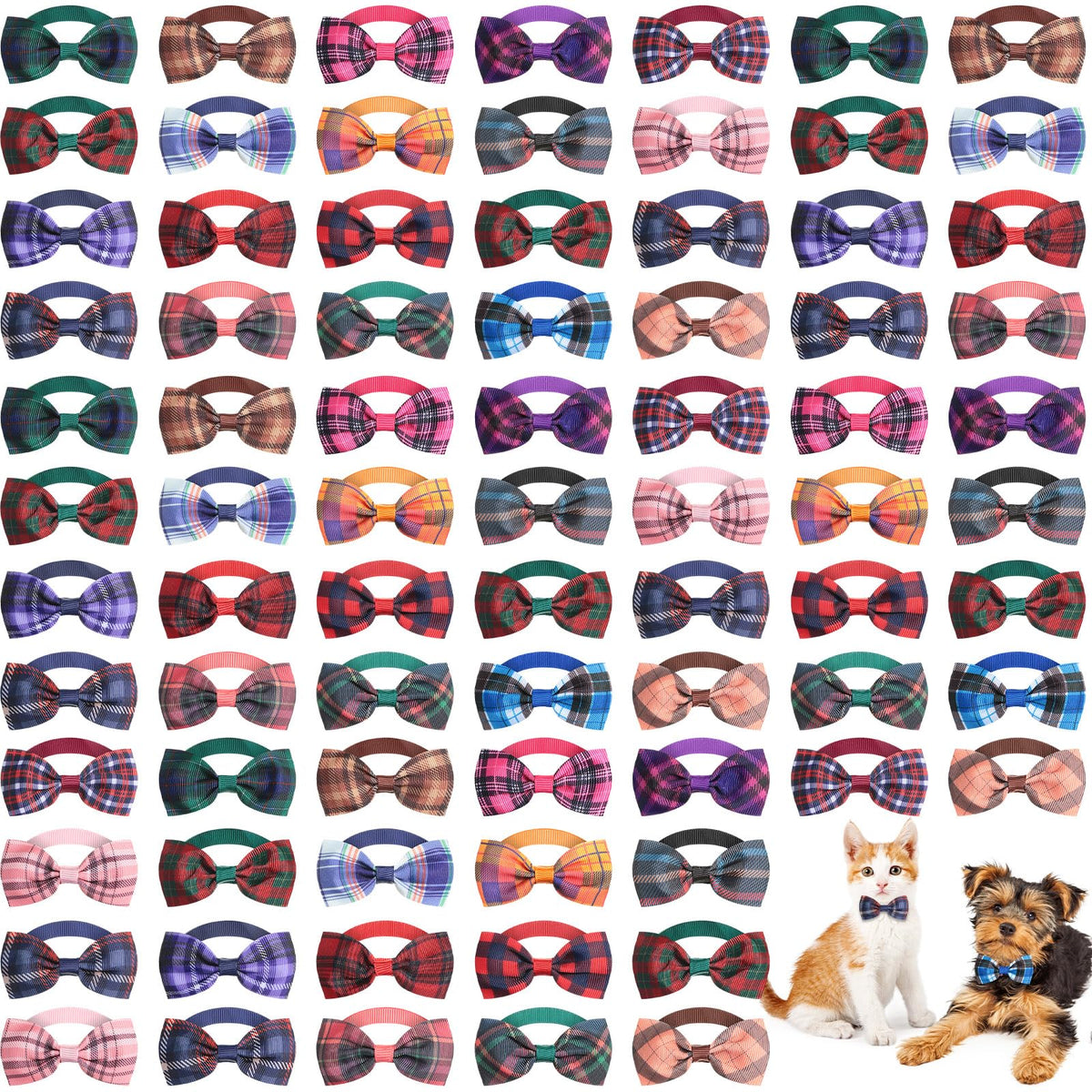 80 Pcs Dog Bow Ties Assorted Pattern F478